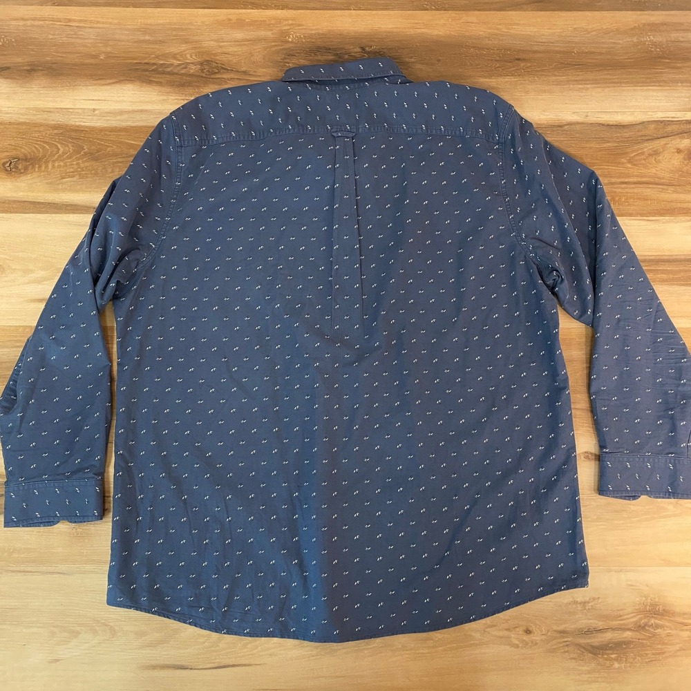 LL Bean Shirt Mens XXL REG Blue Button Down Long Sleeve Slightly Fitted Fly Fish - Picture 9 of 9